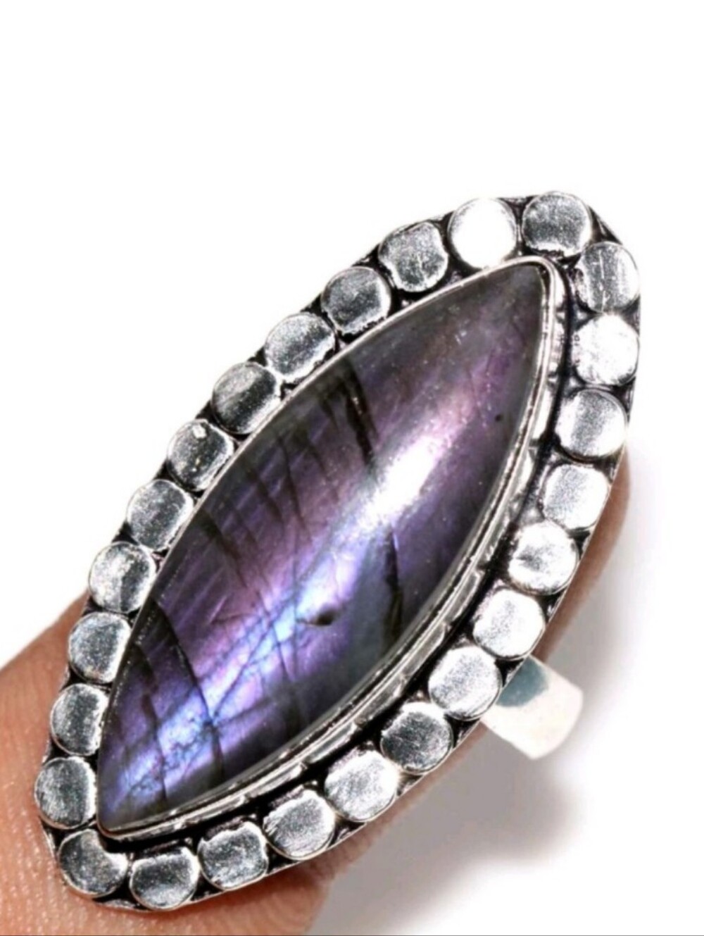 Purple Fiery Labradorite Gemstone Jewelry 925 Sterling Silver Handmade Ring